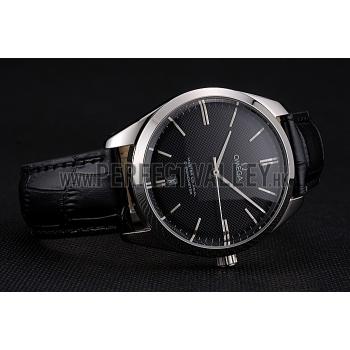 Omega Tresor Master Co-Axial Black Dial Stainless Steel Case Black Leather Strap Replica