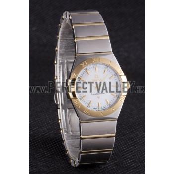 Omega Constellation White Dial Two Tone Band som90  621470 Replica