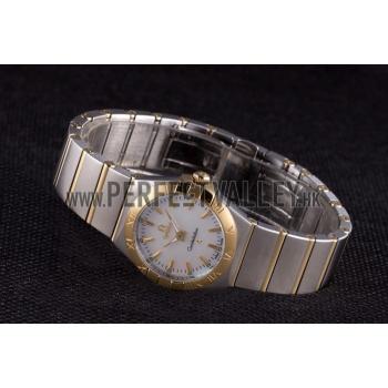 Omega Constellation White Dial Two Tone Band som90  621470 Replica