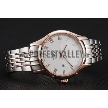 Replica Omega De Ville White Dial Rose Gold Case Two Tone Bracelet 1453781