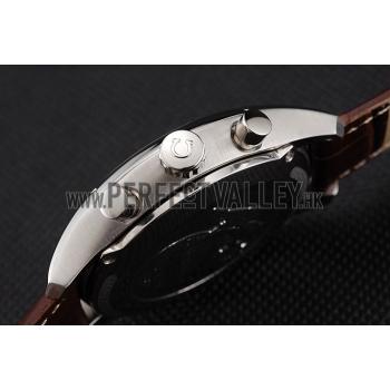 Omega DeVille Silver Bezel with White Dial and Brown Leather Strap  621566 Replica