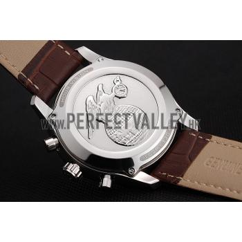 Omega DeVille Silver Bezel with White Dial and Brown Leather Strap  621566 Replica