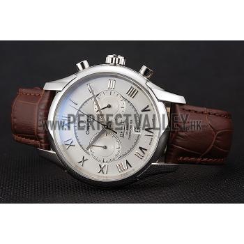 Omega DeVille Silver Bezel with White Dial and Brown Leather Strap  621566 Replica