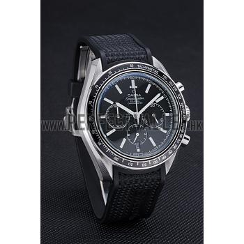 Replica Omega Speedmaster Black Rubber Strap Black Dial  622042