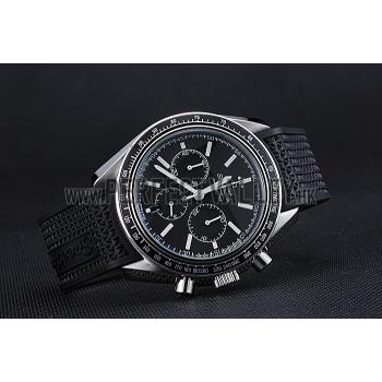 Replica Omega Speedmaster Black Rubber Strap Black Dial  622042