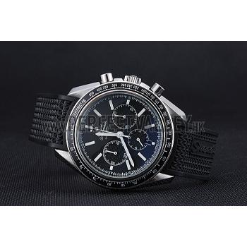 Replica Omega Speedmaster Black Rubber Strap Black Dial  622042