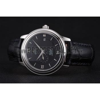 Omega De Ville Prestige Co-Axial Black Dial Silver Case Black Leather Strap Roman Numeral