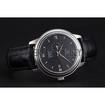 Omega De Ville Prestige Co-Axial Black Dial Silver Case Black Leather Strap Roman Numeral