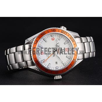 Cheap Omega Seamaster GMT White Dial Orange Bezel Stainless Steel Case  622718