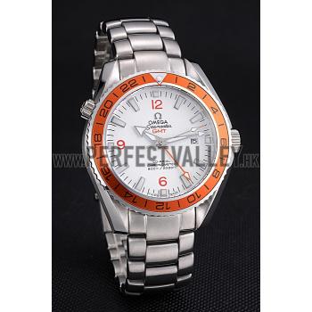 Cheap Omega Seamaster GMT White Dial Orange Bezel Stainless Steel Case  622718