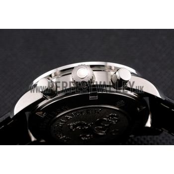 Replica Omega Speedmaster White Dial Stainless Steel Case Diamond Bezel Black Leather Strap