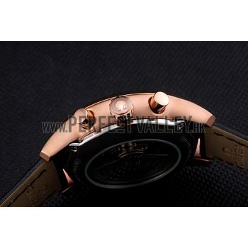 Omega DeVille Rose Gold Bezel with Black Dial and Black Leather Strap  621569