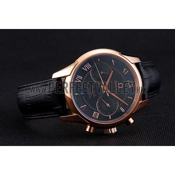 Omega DeVille Rose Gold Bezel with Black Dial and Black Leather Strap  621569