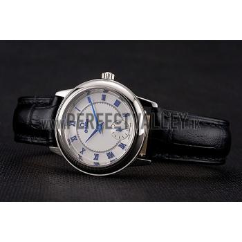 Omega De Ville Prestige Small Seconds White Dial Blue Numerals Stainless Steel Case Black Leather Strap