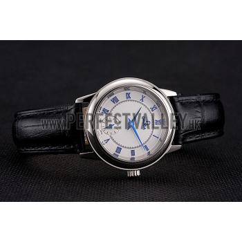 Omega De Ville Prestige Small Seconds White Dial Blue Numerals Stainless Steel Case Black Leather Strap