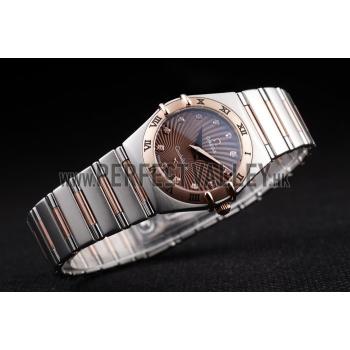 Omega Swiss Constellation Jewelry Rose Gold Case Radial Emblem Brown Dial  98116 Replica