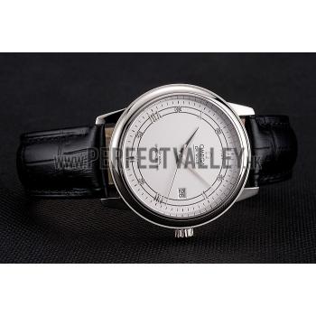 Replica Omega De Ville Prestige White Dial Stainless Steel Case Black Leather Strap