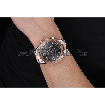 Replica Omega Speedmaster Black Dial Gold Bezel Stainless Steel Case Two Tone Bracelet  622804