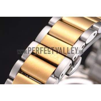 Omega Globemaster Black Dial Stainless Steel Case Gold Bezel Two Tone Bracelet