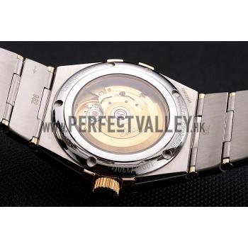 Swiss Omega Constellation White Dial Stainless Steel Case Gold Bezel Two Tone Bracelet Replica