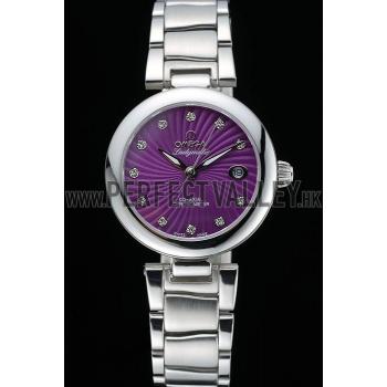 Omega Ladymatic Purple Dial Stainless Steel Bracelet  622459