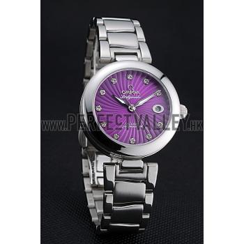 Omega Ladymatic Purple Dial Stainless Steel Bracelet  622459