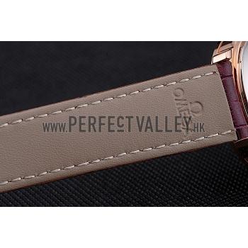 Omega DeVille Prestige Co-Axial Diamond Gold Case Mother-Of-Pearl Dial Purple Leather Strap