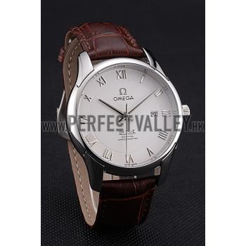 Cheap Omega DeVille White Dial Stainless Steel Case Brown Leather Strap  622830