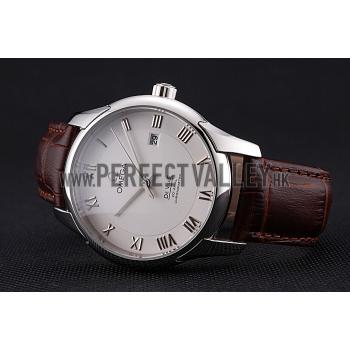 Cheap Omega DeVille White Dial Stainless Steel Case Brown Leather Strap  622830