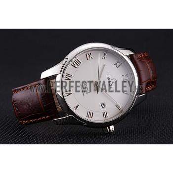 Cheap Omega DeVille White Dial Stainless Steel Case Brown Leather Strap  622830