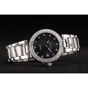 Omega DeVille Ladymatic iamond Plated Bezel Black Dial