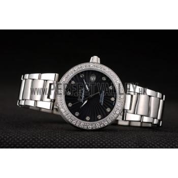 Omega DeVille Ladymatic iamond Plated Bezel Black Dial