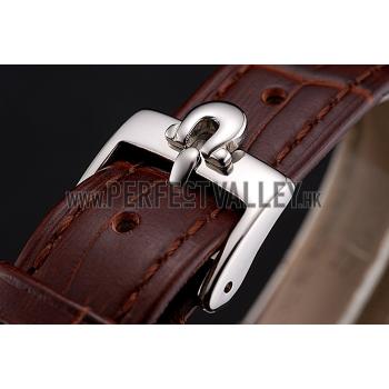 Omega De Ville Prestige Small Seconds Silver Dial Stainless Steel Case Brown Leather Strap