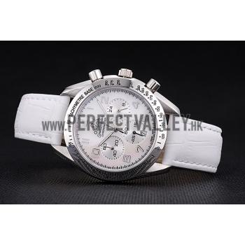 Omega Speedmaster Chronograph White Dial White Leather Bracelet  622452