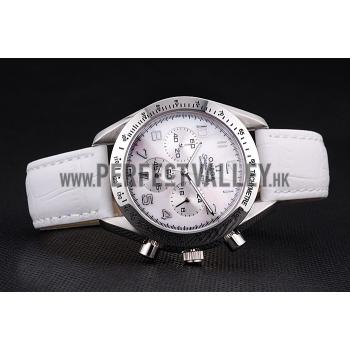 Omega Speedmaster Chronograph White Dial White Leather Bracelet  622452