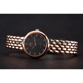 Omega De Ville Prestige No Date Black Dial With Diamonds Rose Gold Case And Bracelet