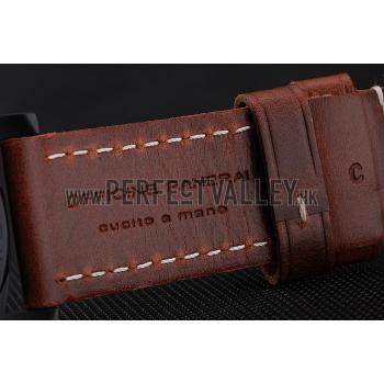 Swiss Panerai Luminor Brown Dial Black PVD Case Brown Leather Strap 1453856 Replica