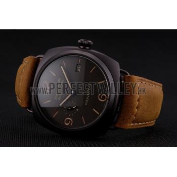 Swiss Panerai Radiomir Black Seal Brown Dial Black Case Brown Leather Strap