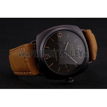 Swiss Panerai Radiomir Black Seal Brown Dial Black Case Brown Leather Strap