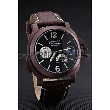 Panerai  Luminor Brown Leather Strap Black Dial 80163