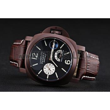 Panerai  Luminor Brown Leather Strap Black Dial 80163