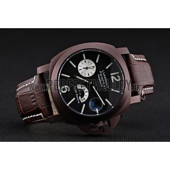 Panerai  Luminor Brown Leather Strap Black Dial 80163