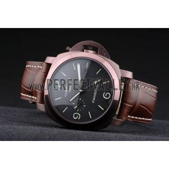 Panerai  Luminor Brown Leather Strap Black Dial 80160