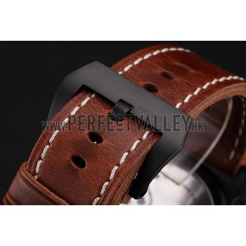 Swiss Panerai Luminor Marina Brown Dial Black PVD Case Brown Leather Strap 1453849