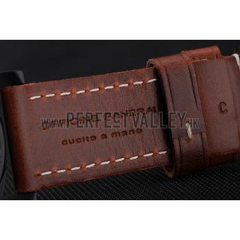 Swiss Panerai Luminor Marina Brown Dial Black PVD Case Brown Leather Strap 1453849