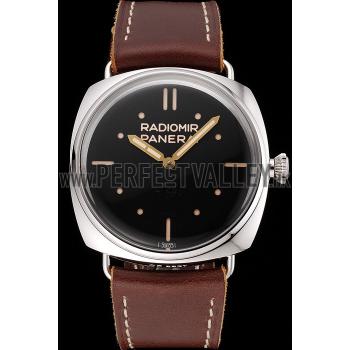 Panerai Radiomir Vintage SLC PAM425 Black Dial Stainless Steel Case Brown Leather Strap