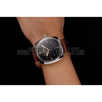 Panerai Radiomir Vintage SLC PAM425 Black Dial Stainless Steel Case Brown Leather Strap