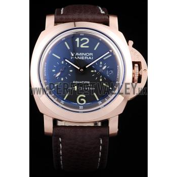 Panerai Luminor Rose Gold Case Black Dial Dark Brown Leather Strap