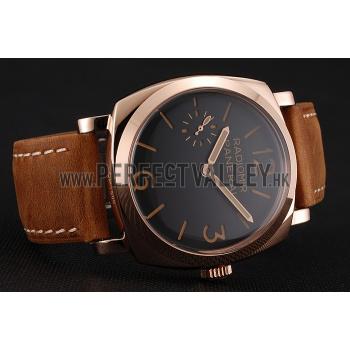 Swiss Panerai Radiomir 1940 Black Dial Rose Gold Case Brown Suede Leather Strap 1453844