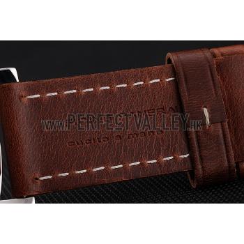 Swiss Panerai Luminor Marina Black Dial Stainless Steel Case Brown Leather Strap 1453852